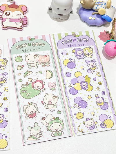 [SY63] Syom x Bodeum Bodeum Glittery Fruits Sticker Sheets (options) - Syomsyom_SY63S1 - Green Apple_korean_sticker_stationery