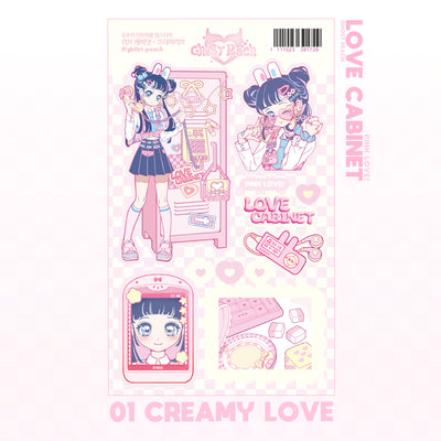 [GP13] NEW Ghost Peach 'Love Cabinet CREAMY Love' Removable Sticker Sheet