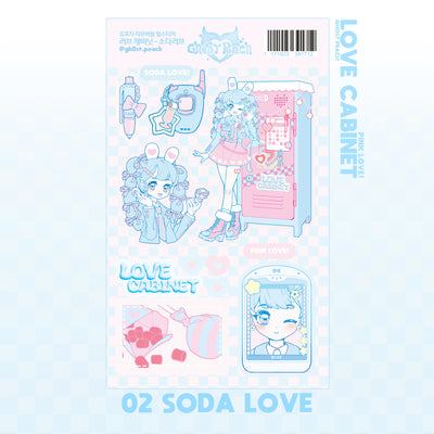 [GP14] NEW Ghost Peach 'Love Cabinet SODA Love' Removable Sticker Sheet