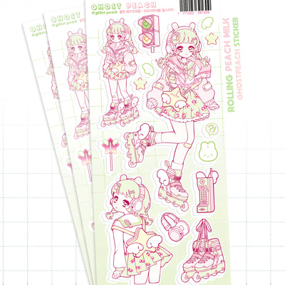 [GP16] NEW Ghost Peach 'Rolling Cherry Twinkle' Removable Sticker Sheet