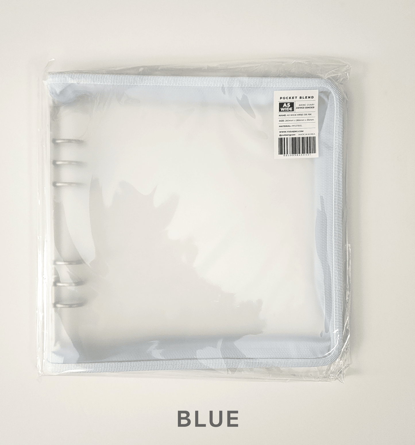 [YD01] Yudaeng A5 Wide 6 Ring Collector Zipper Pastel Binder (options) *LIMIT 2*** - Yudaeng_YD01S3 - Blue_korean_sticker_stationery