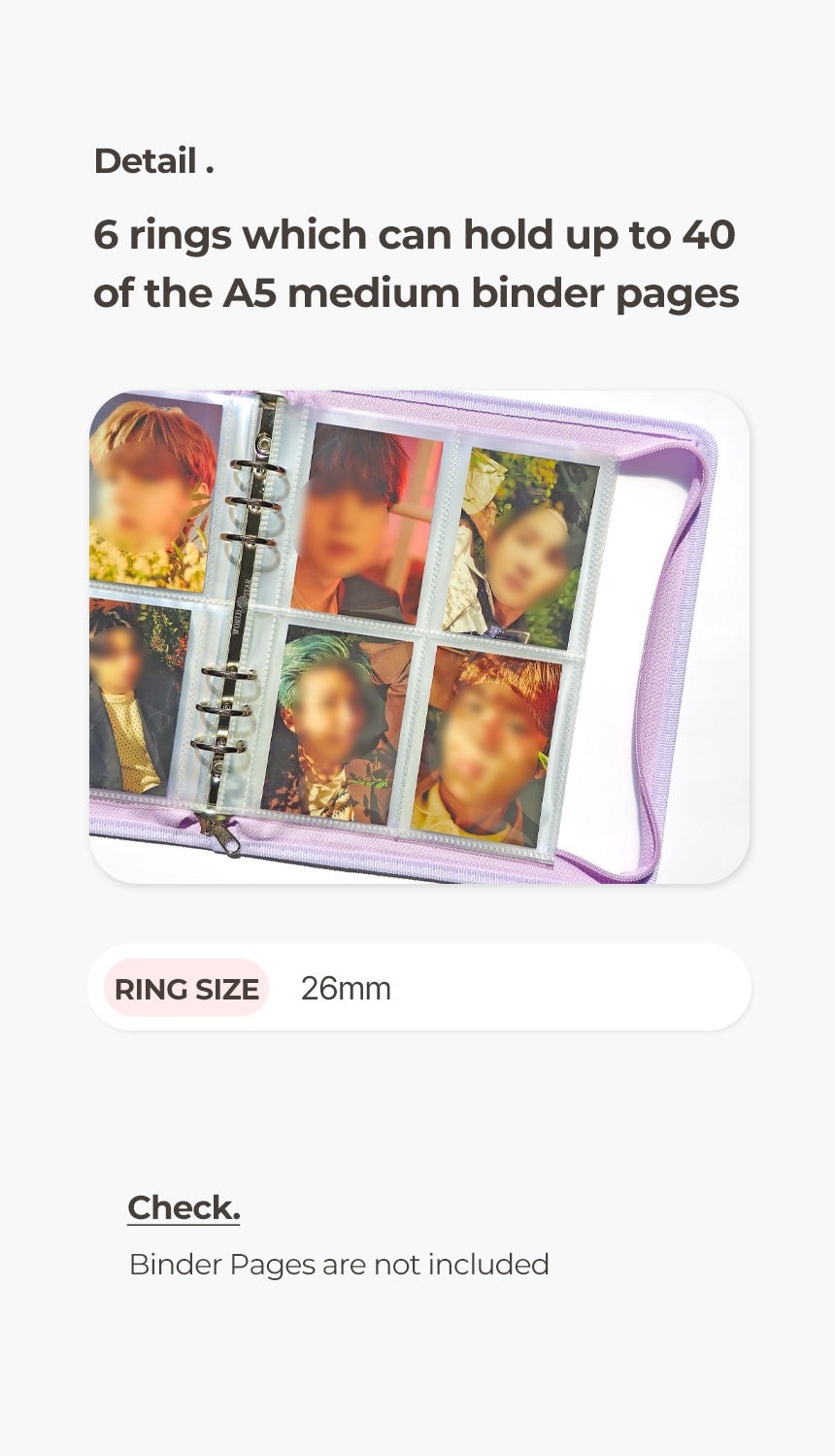 [YD02] Yudaeng A5 Medium 6 Ring Collector Zipper Pastel Binder (options) *LIMIT 2*** - Yudaeng_YD02S1 - Pink_korean_sticker_stationery