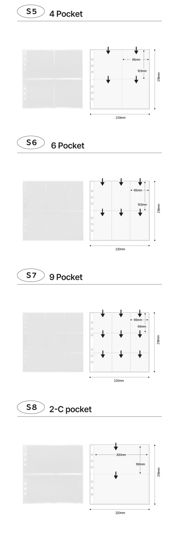 [YD03] Yudaeng A5 Wide 6 Holes Premium Binder Pages (Pack Of 10) (options)*** - Yudaeng_S1 - 1 Pocket_korean_sticker_stationery