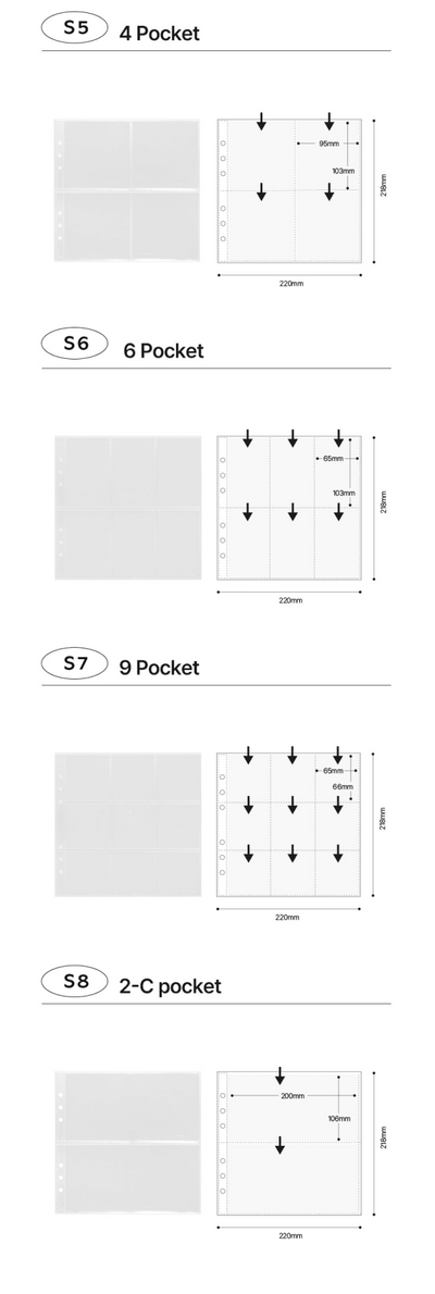 [YD03] Yudaeng A5 Wide 6 Holes Premium Binder Pages (Pack Of 10) (options)*** - Yudaeng_S1 - 1 Pocket_korean_sticker_stationery