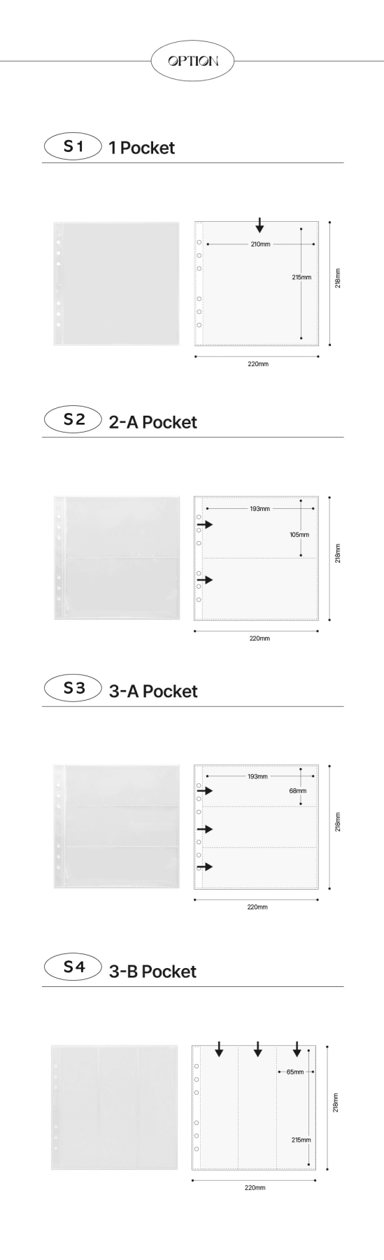 [YD03] Yudaeng A5 Wide 6 Holes Premium Binder Pages (Pack Of 10) (options)*** - Yudaeng_S1 - 1 Pocket_korean_sticker_stationery