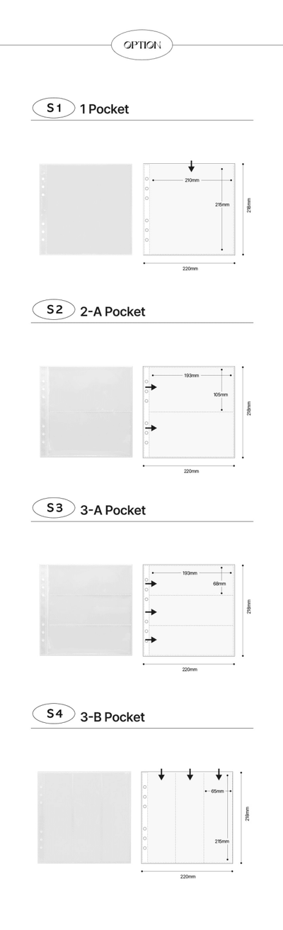 [YD03] Yudaeng A5 Wide 6 Holes Premium Binder Pages (Pack Of 10) (options)*** - Yudaeng_S1 - 1 Pocket_korean_sticker_stationery
