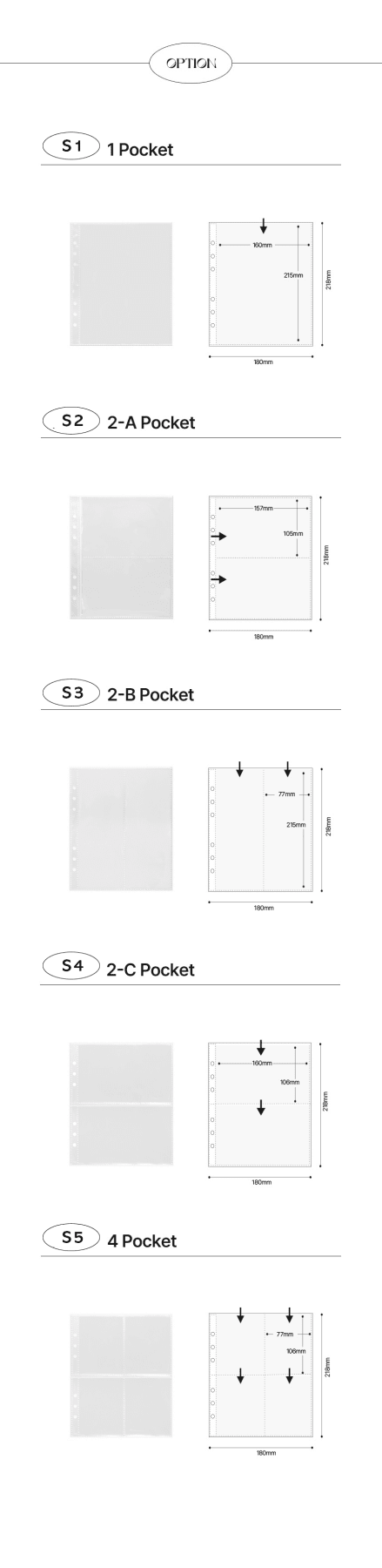 [YD04] Yudaeng A5 Medium 6 Holes Premium Binder Pages (Pack Of 10) (options)*** - Yudaeng_S1 - 1 Pocket_korean_sticker_stationery