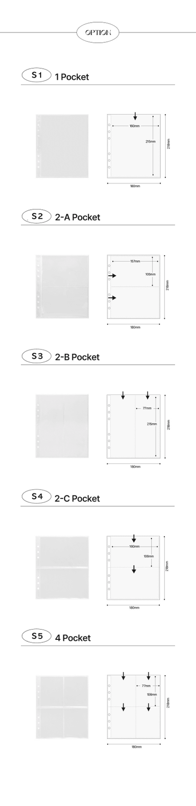 [YD04] Yudaeng A5 Medium 6 Holes Premium Binder Pages (Pack Of 10) (options)*** - Yudaeng_S1 - 1 Pocket_korean_sticker_stationery