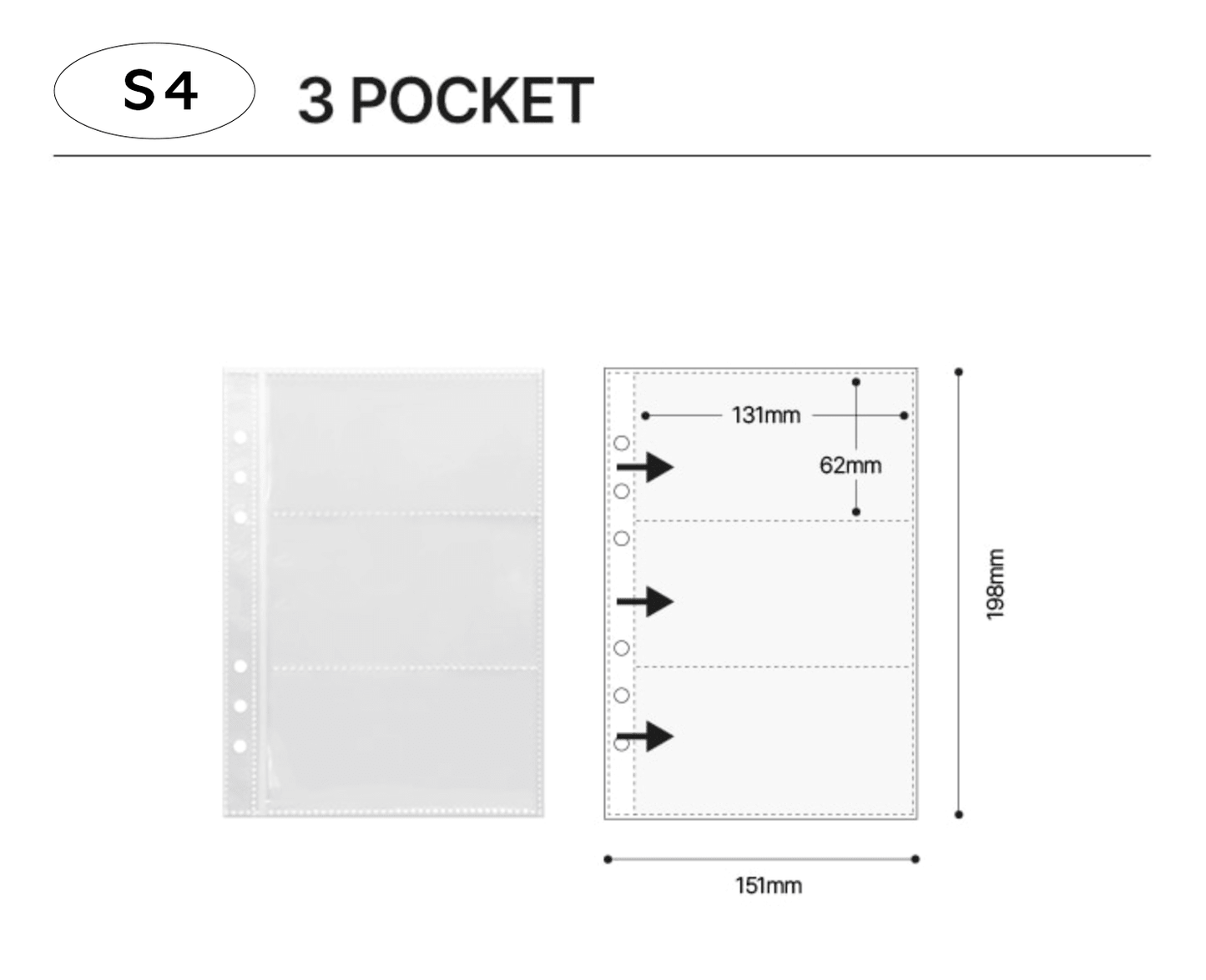 [YD05] Yudaeng A5 Regular 6 Holes Premium Binder Pages (Pack Of 10) (options)*** - Yudaeng_S1 - Asymmetrical 2 Pocket_korean_sticker_stationery