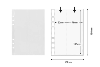 [YD05] Yudaeng A5 Regular 6 Holes Premium Binder Pages (Pack Of 10) (options)*** - Yudaeng_S1 - Asymmetrical 2 Pocket_korean_sticker_stationery